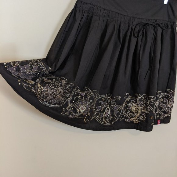 EDC by Esprit Brown Low Waist Embroidered Skirt with decorated stones Size 7 - Picture 13 of 17